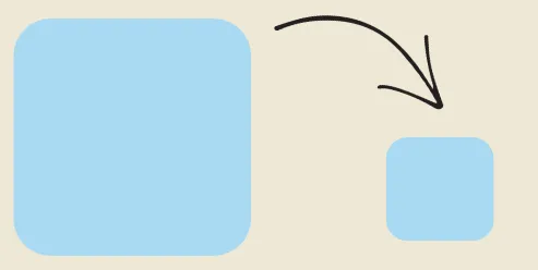 A large square that transitions to a smaller one